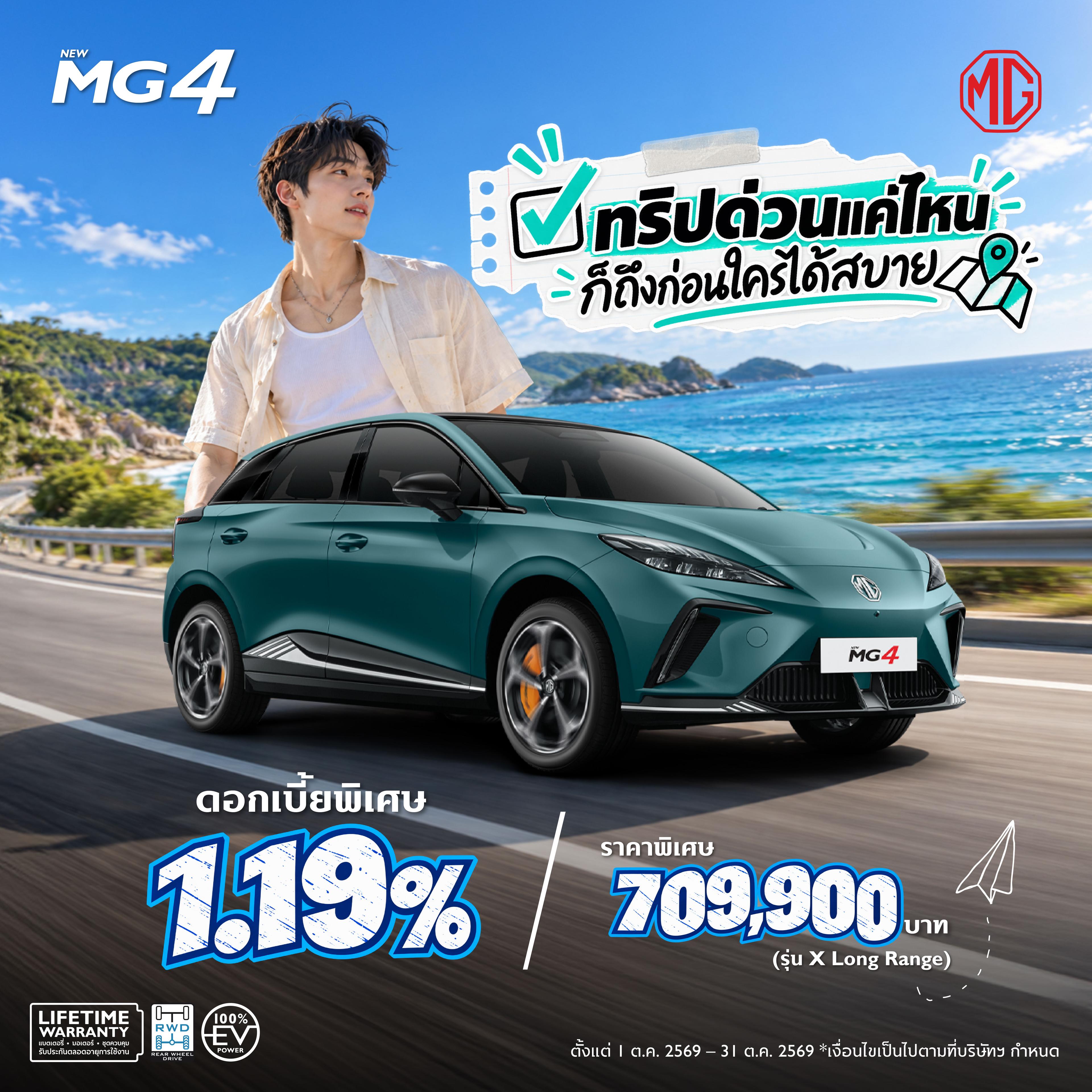 NEW MG4 รุ่นปี 2026 ราคาพิเศษเริ่มต้น 599,900 บาท*